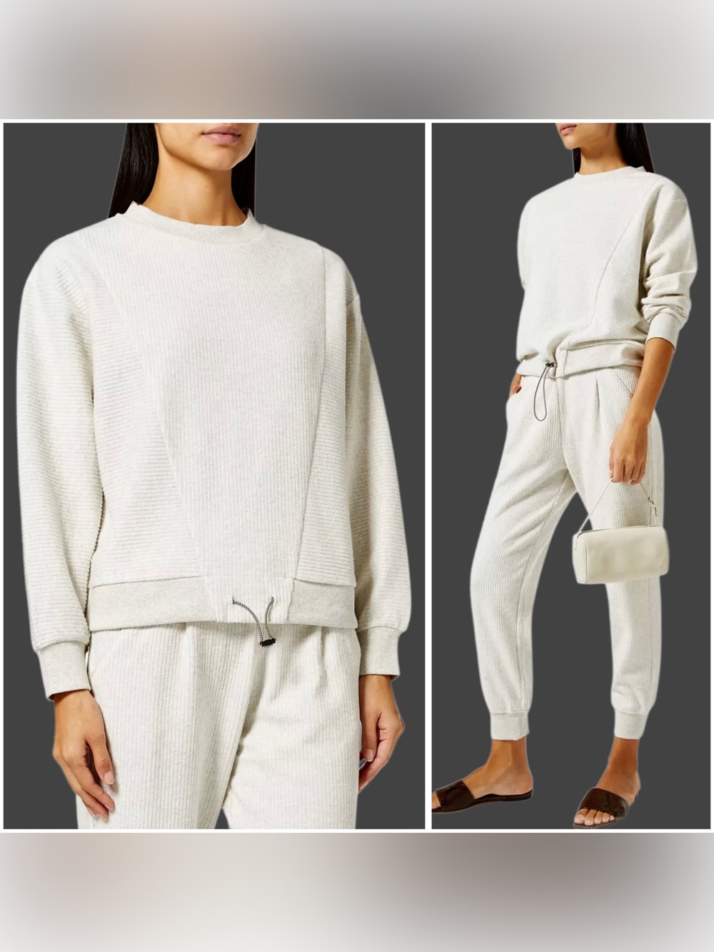 VARLEY Cotton Blend Athleisure Ribbed Relaxed Fit Casual Pullover Sweatshirt XS